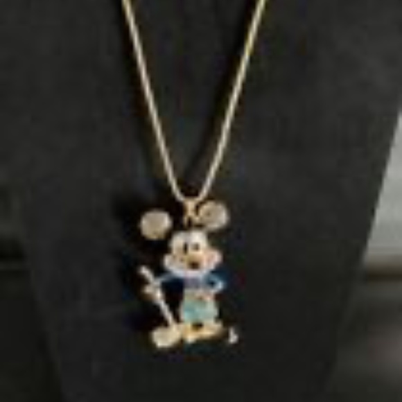NEW BETSEY JOHNSON GOLF MICKEY MOUSE RHINESTONE EMBELLISHED CHAIN NECKLACE, UNUS - Picture 4 of 4